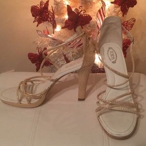 Tod’s Strappy Snakeskin Sandals